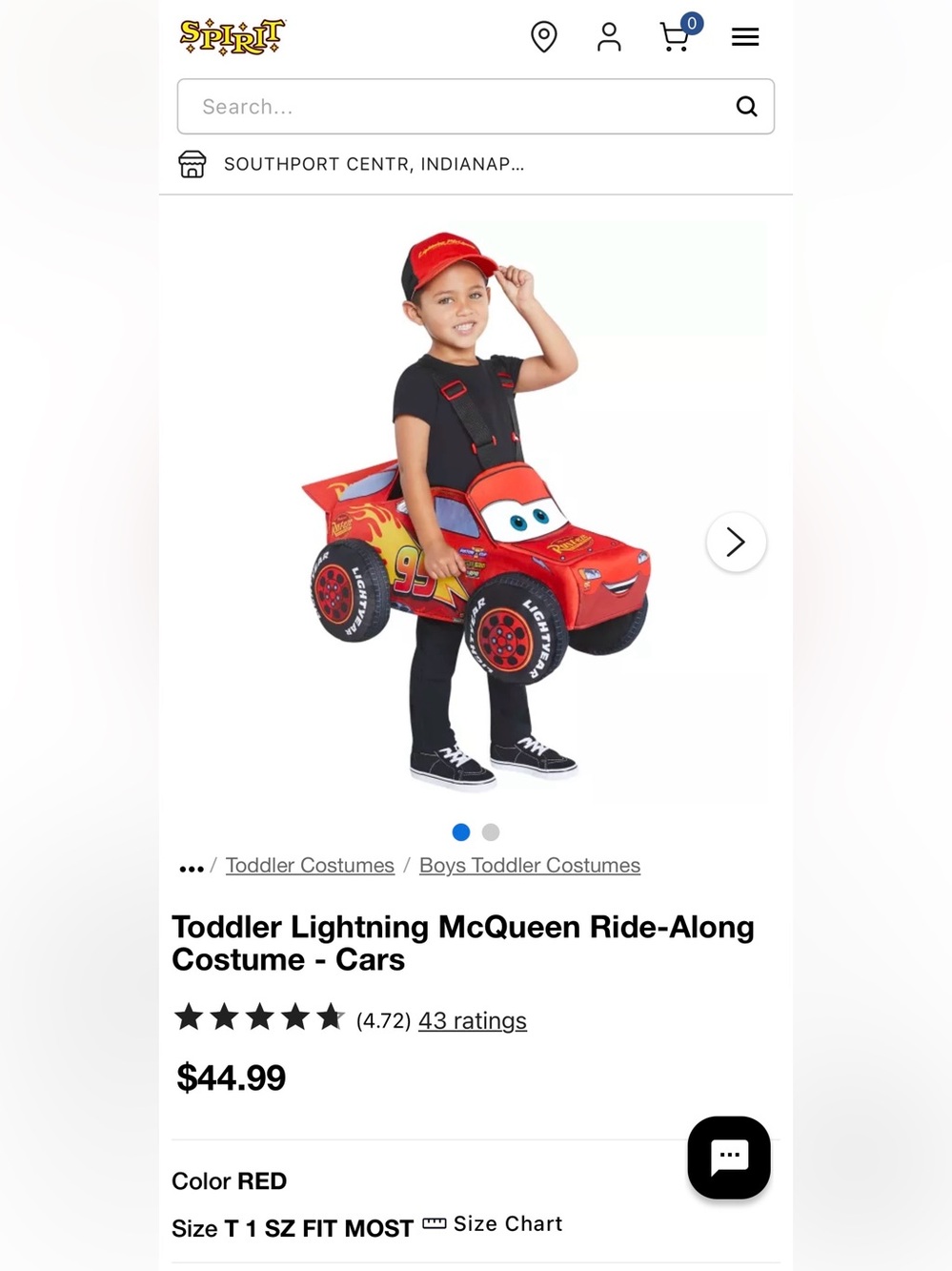 Disney Lightning McQueen Ride-Along Costume - Red